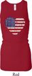Distressed USA Heart Ladies Longer Length Racerback Tank Top