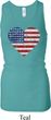 Distressed USA Heart Ladies Longer Length Racerback Tank Top