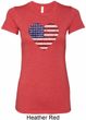 Distressed USA Heart Ladies Longer Length Shirt