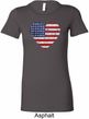 Distressed USA Heart Ladies Longer Length Shirt