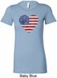 Distressed USA Heart Ladies Longer Length Shirt