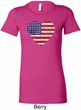 Distressed USA Heart Ladies Longer Length Shirt