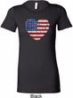 Distressed USA Heart Ladies Longer Length Shirt