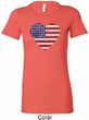Distressed USA Heart Ladies Longer Length Shirt