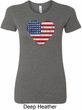 Distressed USA Heart Ladies Longer Length Shirt