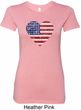 Distressed USA Heart Ladies Longer Length Shirt