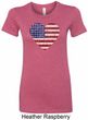 Distressed USA Heart Ladies Longer Length Shirt