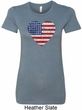 Distressed USA Heart Ladies Longer Length Shirt