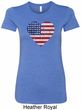 Distressed USA Heart Ladies Longer Length Shirt