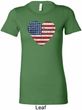 Distressed USA Heart Ladies Longer Length Shirt