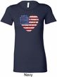 Distressed USA Heart Ladies Longer Length Shirt