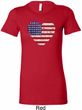 Distressed USA Heart Ladies Longer Length Shirt