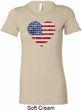 Distressed USA Heart Ladies Longer Length Shirt
