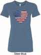 Distressed USA Heart Ladies Longer Length Shirt
