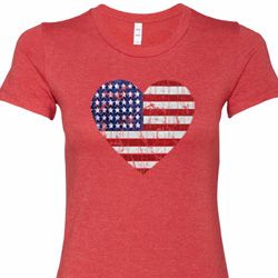 Distressed USA Heart Ladies Longer Length Shirt