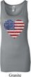 Distressed USA Heart Ladies Longer Length Tank Top