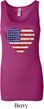 Distressed USA Heart Ladies Longer Length Tank Top