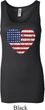Distressed USA Heart Ladies Longer Length Tank Top