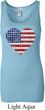 Distressed USA Heart Ladies Longer Length Tank Top