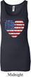 Distressed USA Heart Ladies Longer Length Tank Top