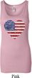 Distressed USA Heart Ladies Longer Length Tank Top