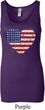 Distressed USA Heart Ladies Longer Length Tank Top