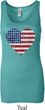 Distressed USA Heart Ladies Longer Length Tank Top