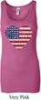 Distressed USA Heart Ladies Longer Length Tank Top