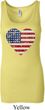 Distressed USA Heart Ladies Longer Length Tank Top