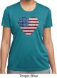 Distressed USA Heart Ladies Moisture Wicking Shirt