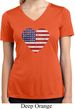 Distressed USA Heart Ladies Moisture Wicking V-neck Shirt