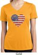 Distressed USA Heart Ladies Moisture Wicking V-neck Shirt