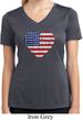 Distressed USA Heart Ladies Moisture Wicking V-neck Shirt