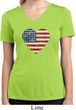 Distressed USA Heart Ladies Moisture Wicking V-neck Shirt