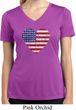 Distressed USA Heart Ladies Moisture Wicking V-neck Shirt