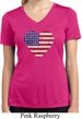 Distressed USA Heart Ladies Moisture Wicking V-neck Shirt
