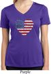 Distressed USA Heart Ladies Moisture Wicking V-neck Shirt