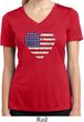 Distressed USA Heart Ladies Moisture Wicking V-neck Shirt