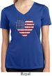 Distressed USA Heart Ladies Moisture Wicking V-neck Shirt