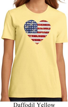 Distressed USA Heart Ladies Organic Shirt