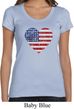 Distressed USA Heart Ladies Scoop Neck Shirt