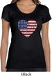Distressed USA Heart Ladies Scoop Neck Shirt