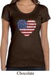 Distressed USA Heart Ladies Scoop Neck Shirt