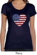Distressed USA Heart Ladies Scoop Neck Shirt