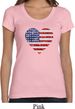 Distressed USA Heart Ladies Scoop Neck Shirt