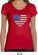 Distressed USA Heart Ladies Scoop Neck Shirt