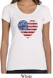 Distressed USA Heart Ladies Scoop Neck Shirt