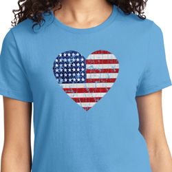Distressed USA Heart Ladies Shirt