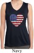 Distressed USA Heart Ladies Sleeveless Moisture Wicking Shirt