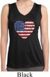 Distressed USA Heart Ladies Sleeveless Moisture Wicking Shirt